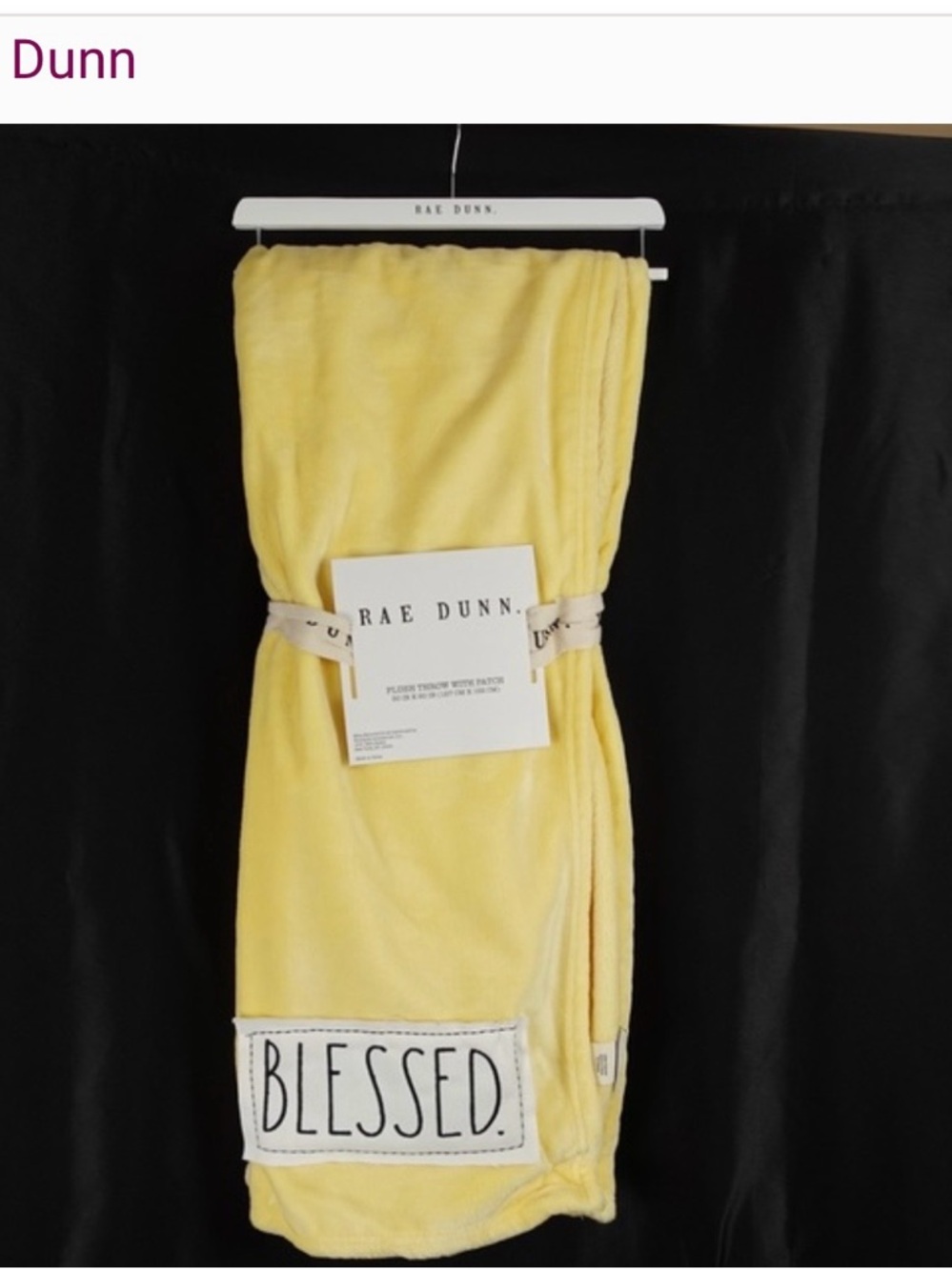 Rae Dunn Yellow "BLESSED" Plush Throw Blanket